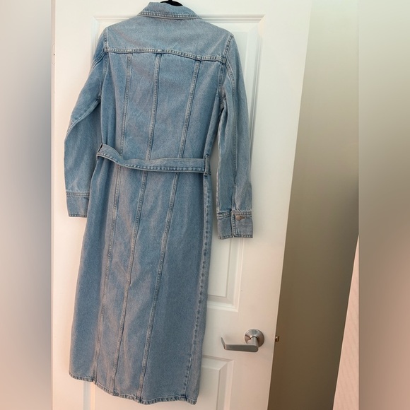 Zara Light Blue Belted Denim Midi Dress Size M brand new - Picture 14 of 16